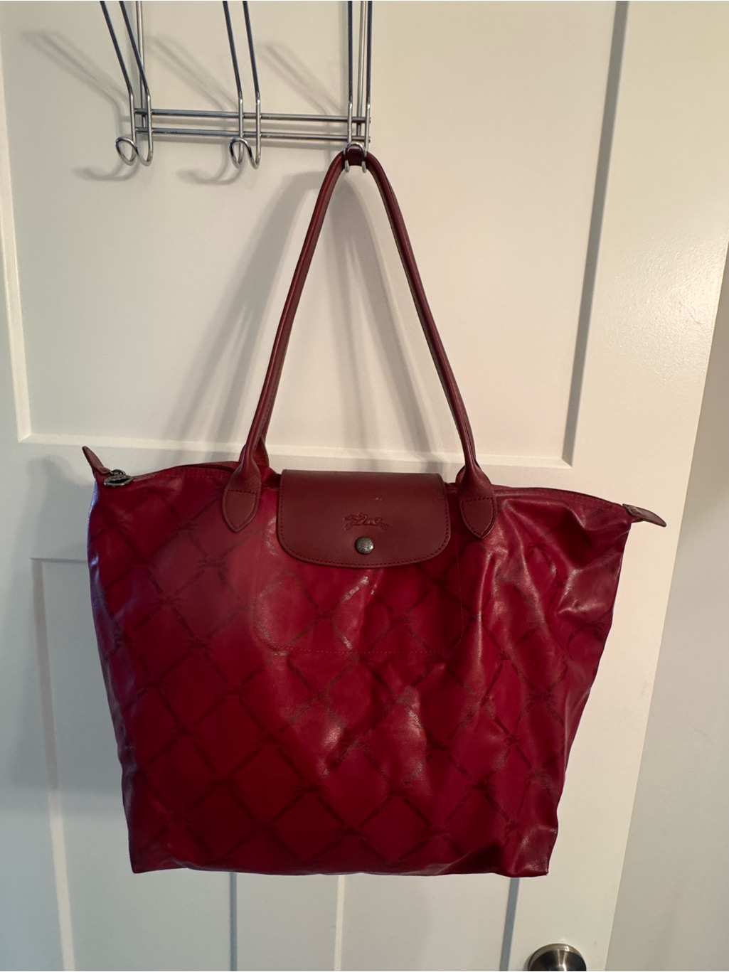 Longchamp Quilted Tote Bag In Deep Burgundy